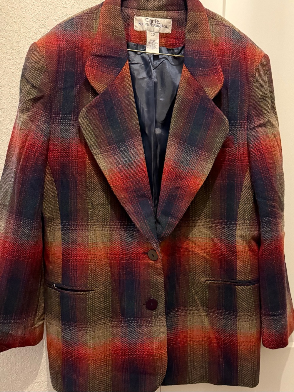 Vintage Norton McNaughton Multicolor Plaid Blazer – Size 12